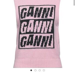 GANNI Pink Logo Sweater
